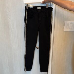 Chanel Black Jeans with Gold Side Stripes